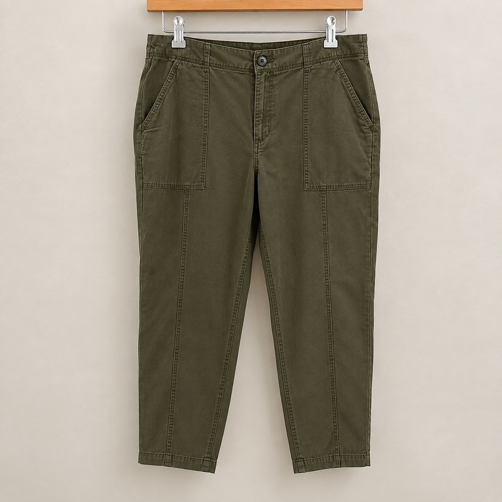 Christopher & Banks Olive Green Lyocell Utility Pants Women Size 12 Tapered Leg